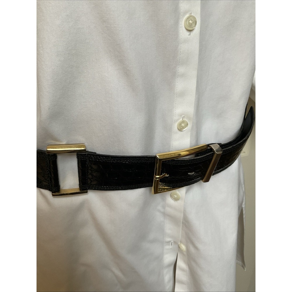 Bergdorf Goodman Crocodile Statement Belt Modular Rings Patent Wide Size 30 - Picture 2 of 12